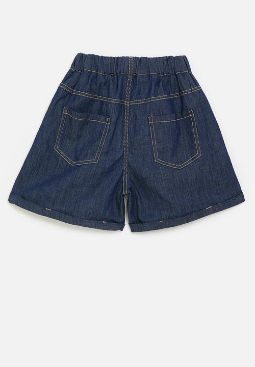 Pop Candy - French seam denim shorts - blue