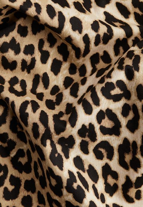 H&M - Cotton drawstring trousers - beige & leopard print