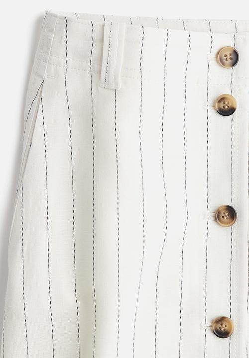 H&M - Linen-blend skirt - cream pinstriped