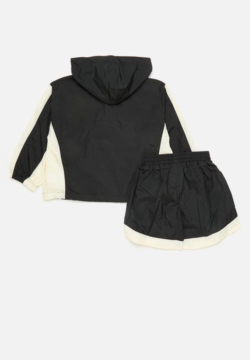 Pop Candy - Hooded windreaker & short set-blue & white