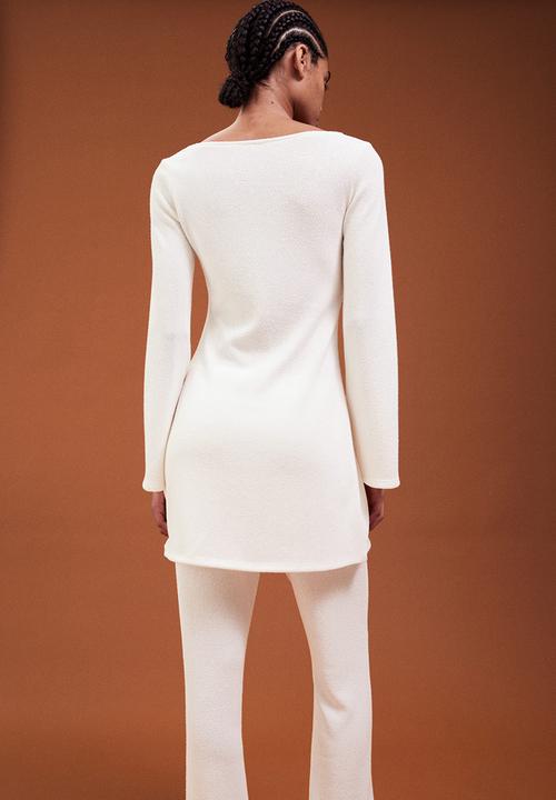 H&M - Knitted flared-skirt dress - white