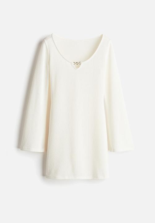 H&M - Knitted flared-skirt dress - white