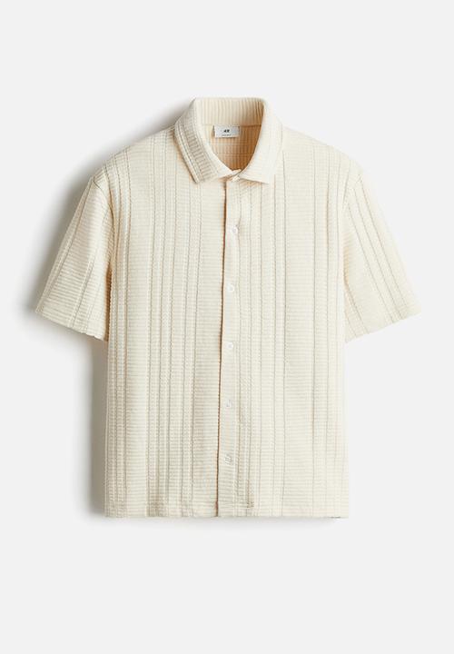 H&M - Regular fit textured-knit shirt - cream