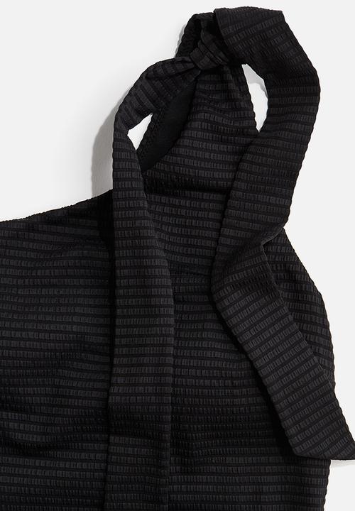 H&M - Padded-cup one-shoulder swimsuit - black