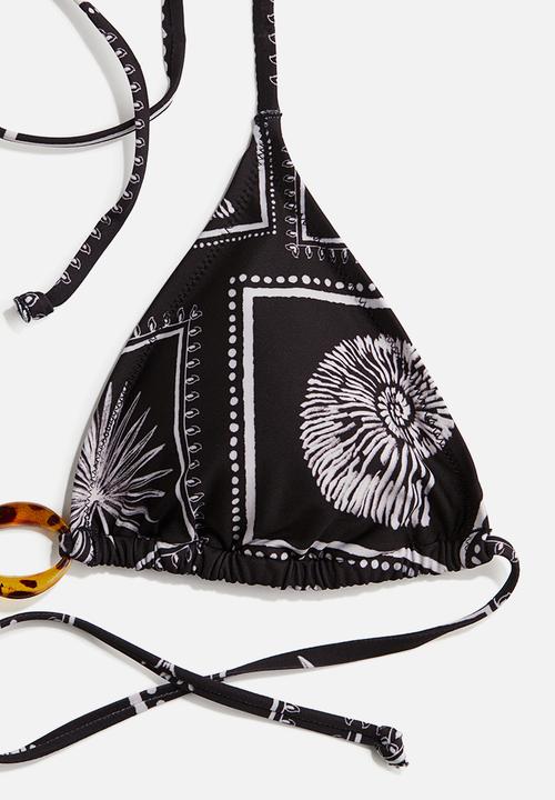 H&M - Padded triangle bikini top - black patterned