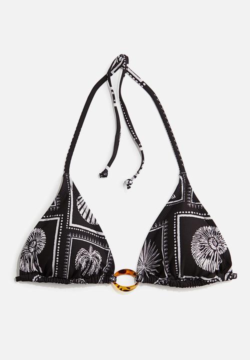 H&M - Padded triangle bikini top - black patterned