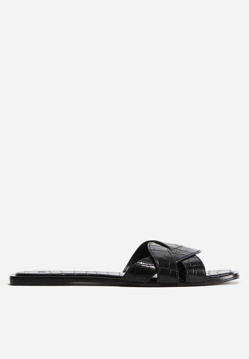 H&M - Braided sandals - black/crocodile-patterned