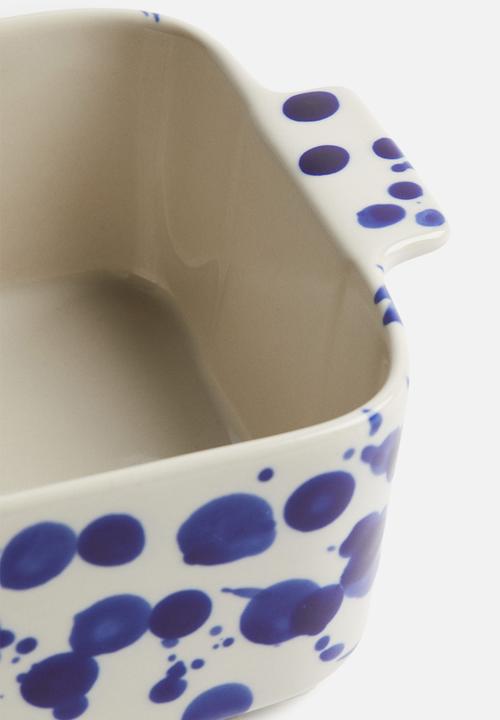 H&M - Speckled-glaze stoneware oven dish - blue speckled