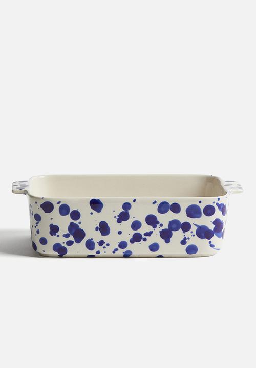 H&M - Speckled-glaze stoneware oven dish - blue speckled