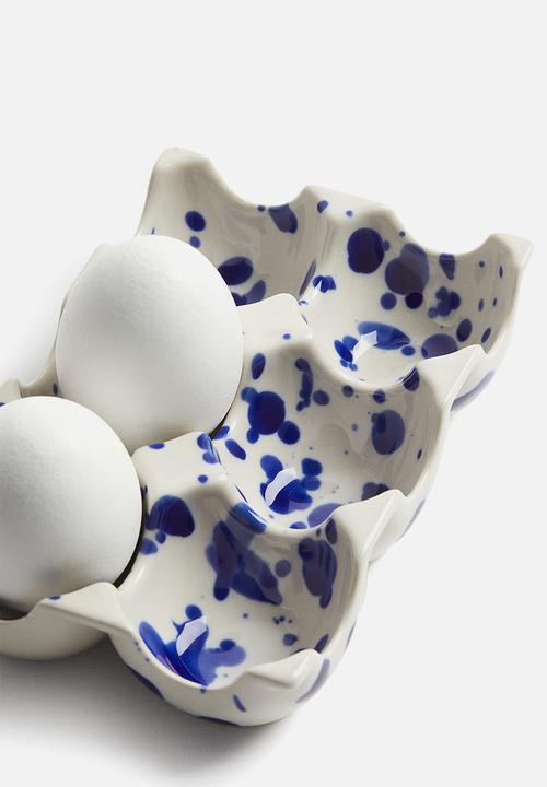H&M - Speckled-glaze stoneware egg tray - blue speckled