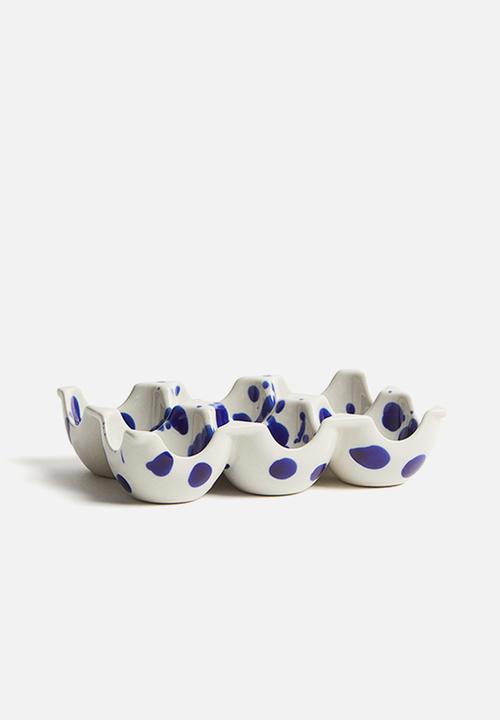 H&M - Speckled-glaze stoneware egg tray - blue speckled