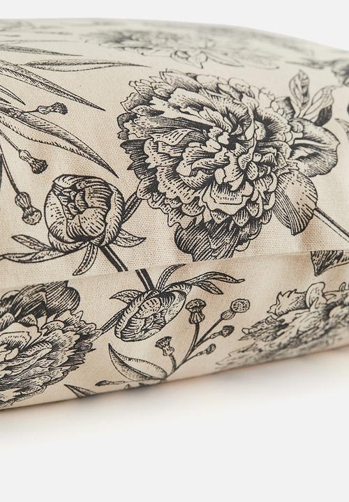 H&M - Cotton canvas cushion cover - beige floral