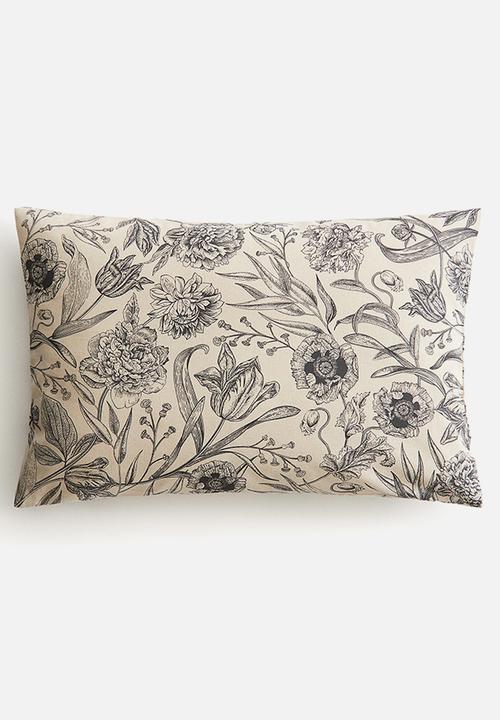 H&M - Cotton canvas cushion cover - beige floral