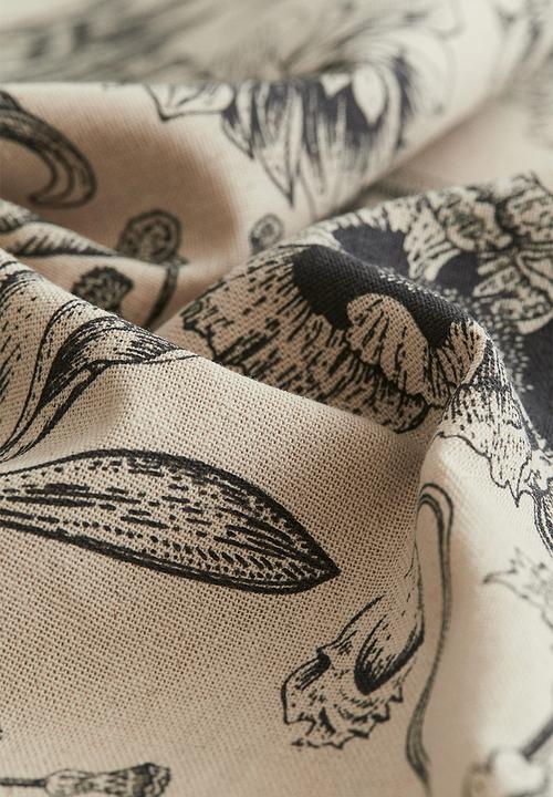 H&M - Cotton canvas cushion cover - beige floral