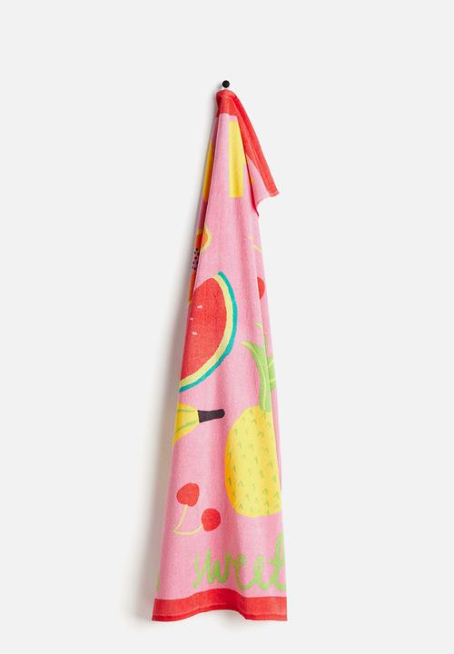 H&M - Patterned bath towel - pink fruits