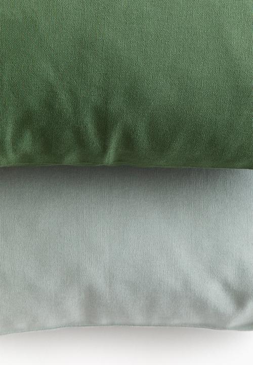 H&M - 2 pack cotton canvas cushion covers - green & dusty green