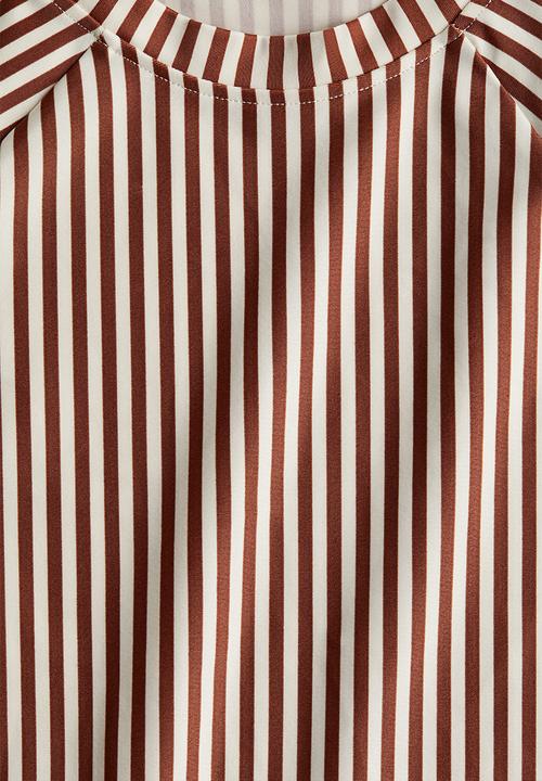 H&M - Upf 50 swim top - brown/white striped 