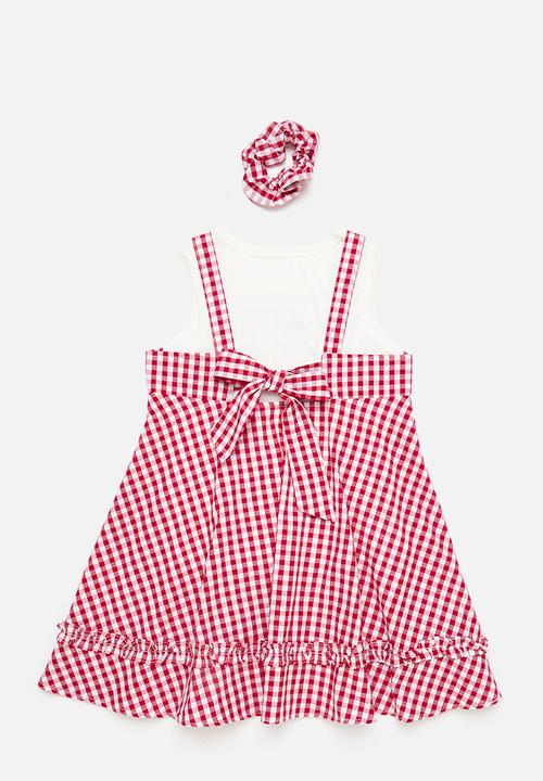 Pop Candy - Gingham summer dress & vest set - red/white
