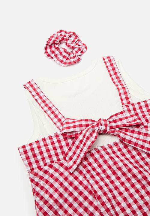 Pop Candy - Gingham summer dress & vest set - red/white