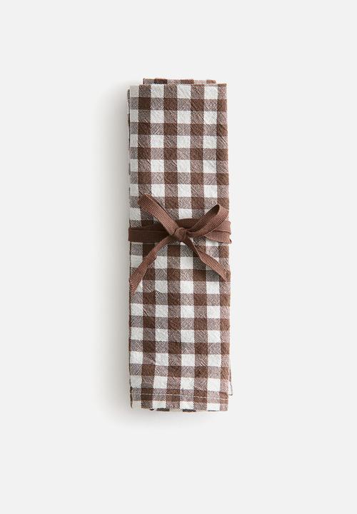 H&M - 2 pack napkins - dark brown gingham check
