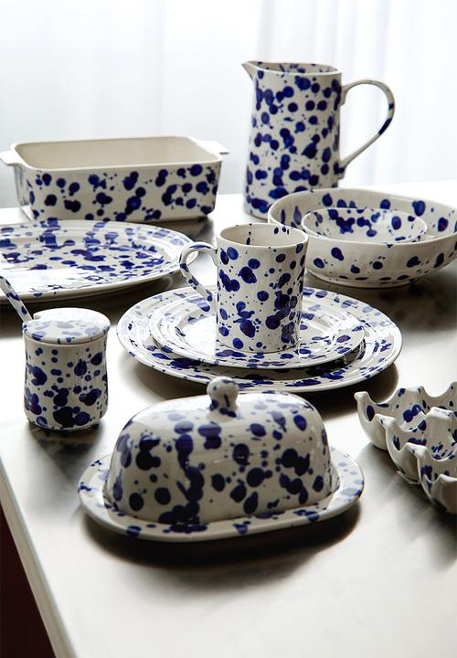 H&M - Stoneware serving dish - blue speckled 