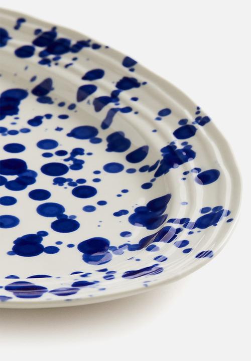 H&M - Speckled-glaze stoneware serving plate - blue speckled