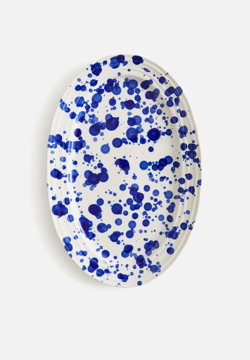 H&M - Speckled-glaze stoneware serving plate - blue speckled
