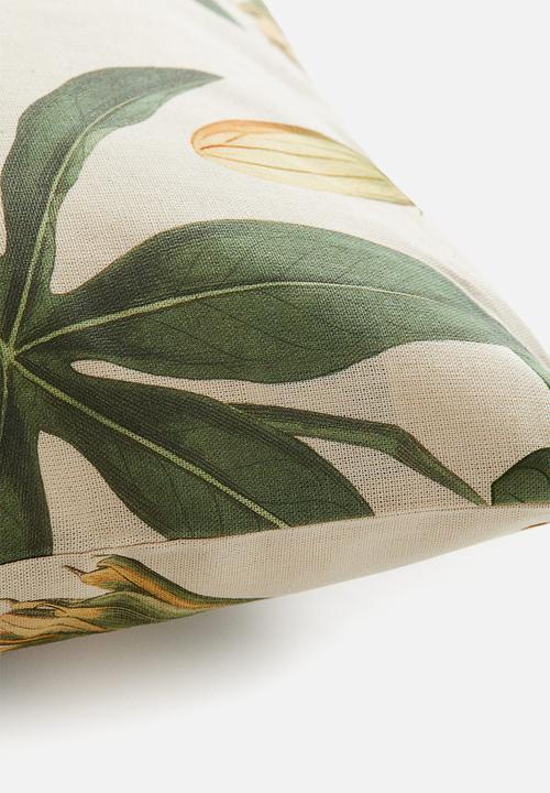 H&M - Patterned cushion cover - light beige floral 