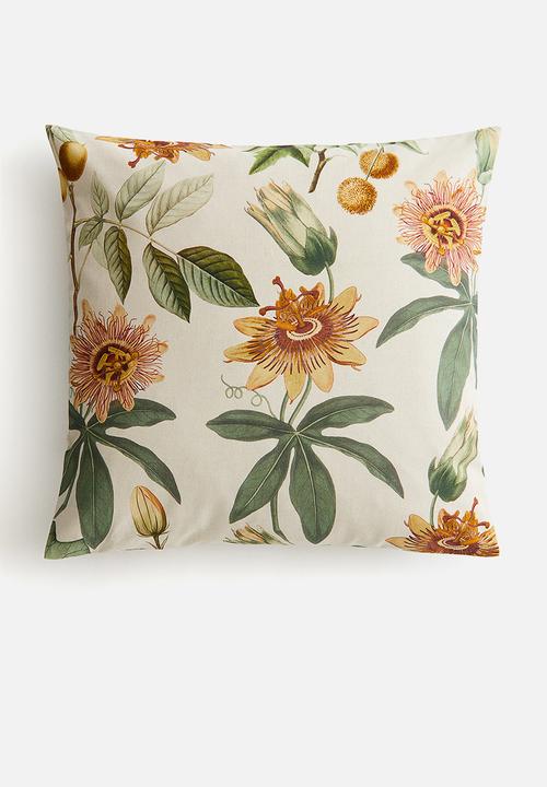 H&M - Patterned cushion cover - light beige floral 