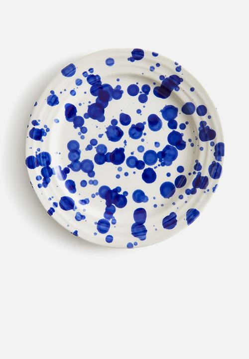 H&M - Stoneware plate - blue speckled