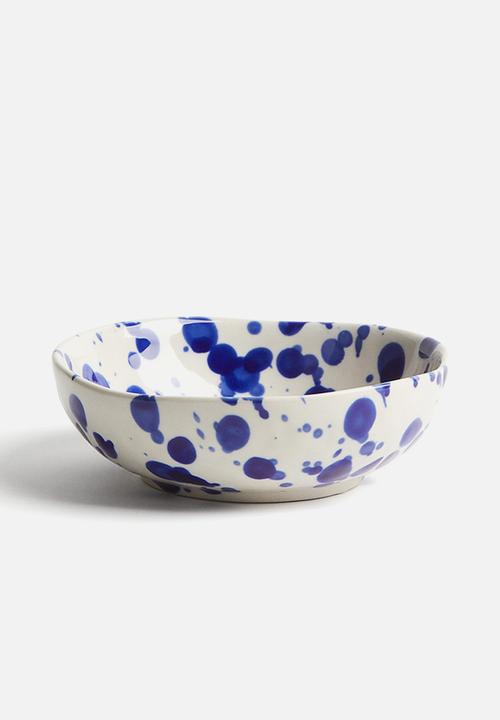 H&M - Small stoneware bowl - blue speckled