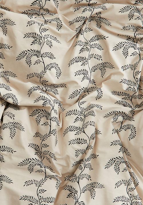 H&M - Patterned double/king duvet cover set - light beige/patterned 
