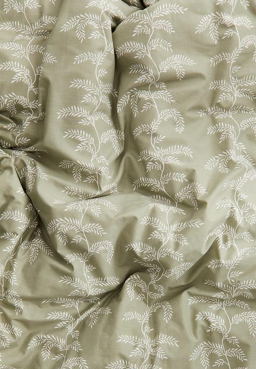 H&M - Patterned double/king duvet cover set - khaki green patterned