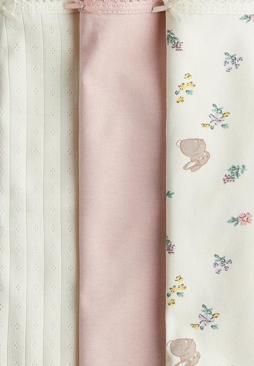 H&M - 3-Pack cotton strappy tops - light pink/bunnies