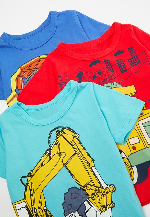 Pop Candy - 3 pack graphic tees - blue/aqua/red/multi