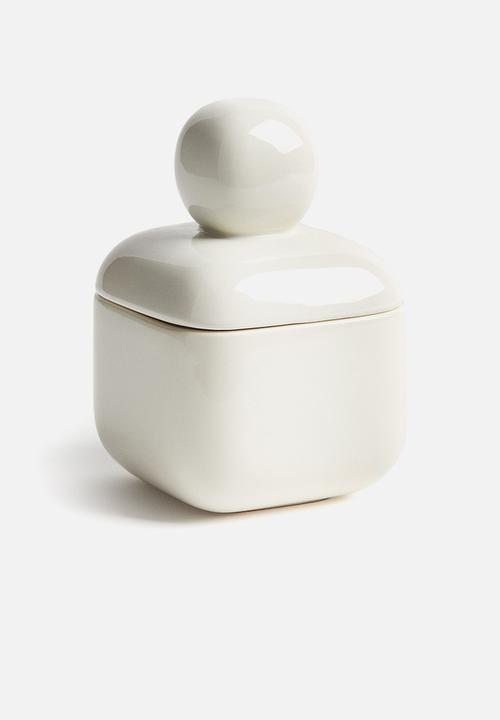 H&M - Small stoneware box with a lid - white