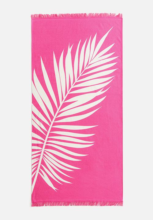 H&M - Fringed beach towel - hot pink/patterned