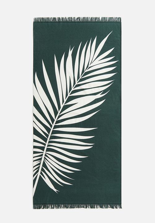 H&M - Fringed beach towel - dark green patterned