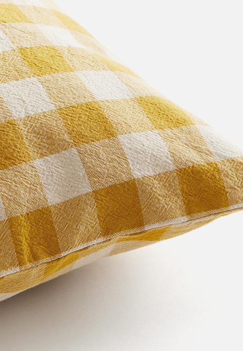 H&M - Gingham-checked cotton cushion cover - dark yellow gingham check