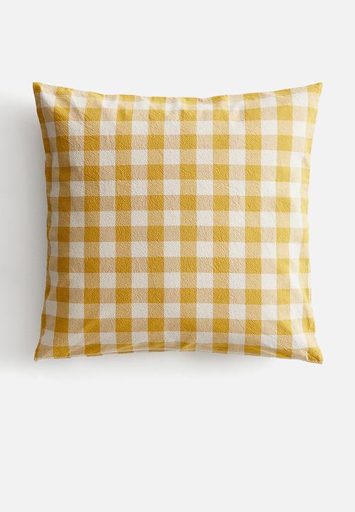 H&M - Gingham-checked cotton cushion cover - dark yellow gingham check