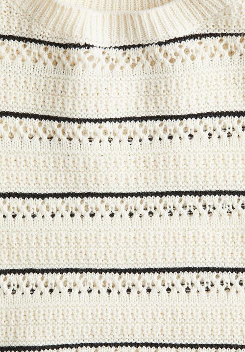 H&M - Pointelle-knit cotton jumper - light beige striped
