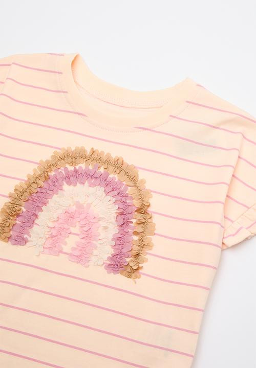 Pop Candy - Ruffled rainbow top with mesh tutu skirt - multi/pink