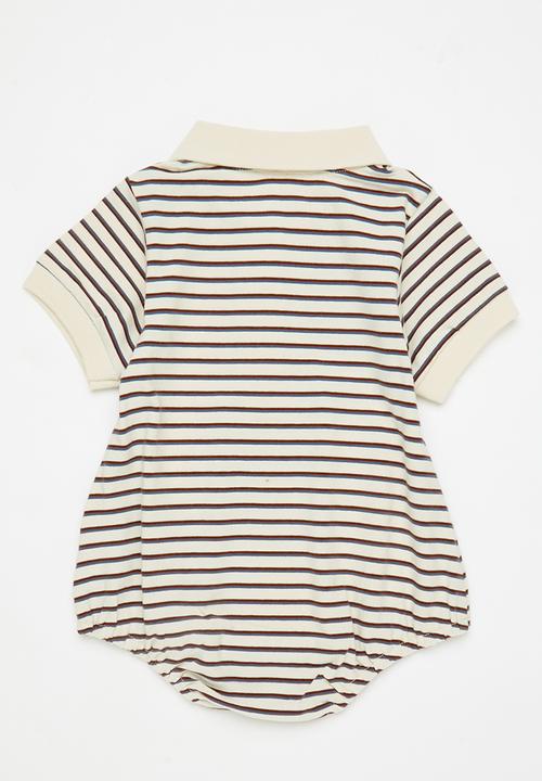 Pop Candy - Striped golfer-style bodysuit - cream retro
