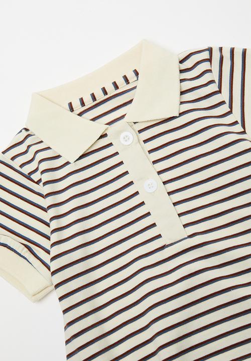 Pop Candy - Striped golfer-style bodysuit - cream retro