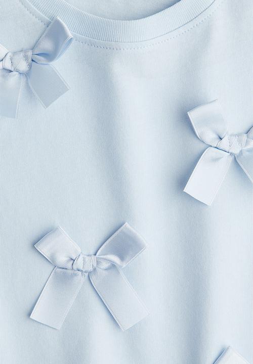 H&M - Motif-detail t-shirt - light blue bows