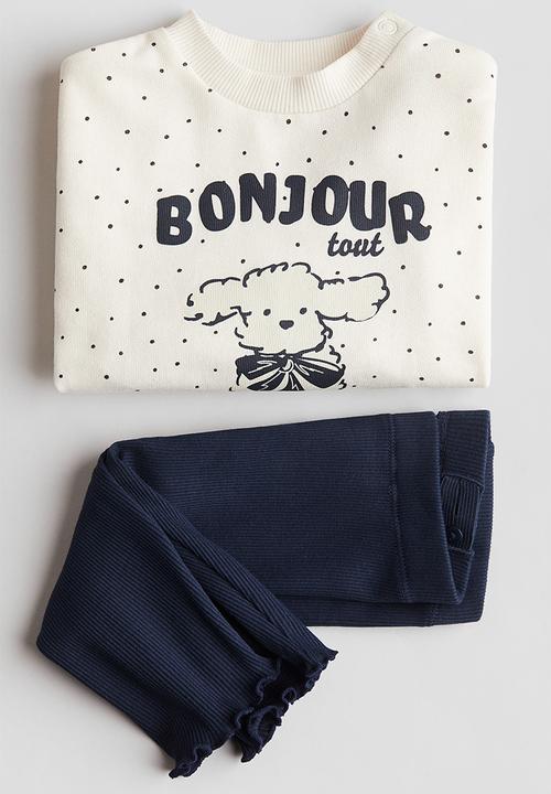 H&M - 2-Piece print-motif set - navy blue/bonjour