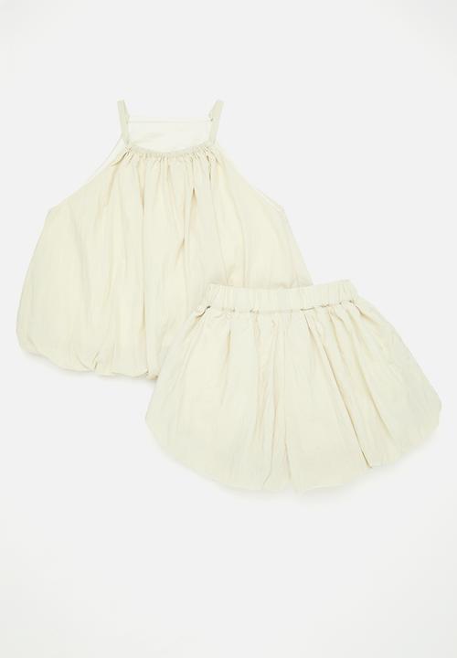 Pop Candy - Cutaway bubble top with bubble shorts - bone