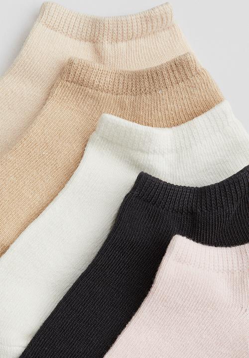 H&M - 5 pack trainer socks - beige & light pink