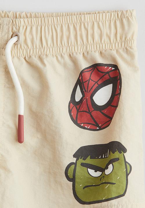 H&M - Printed swim shorts - light beige spidey