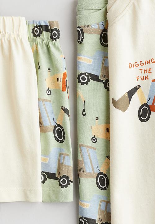 H&M - 2 pack cotton pyjamas - green tractors